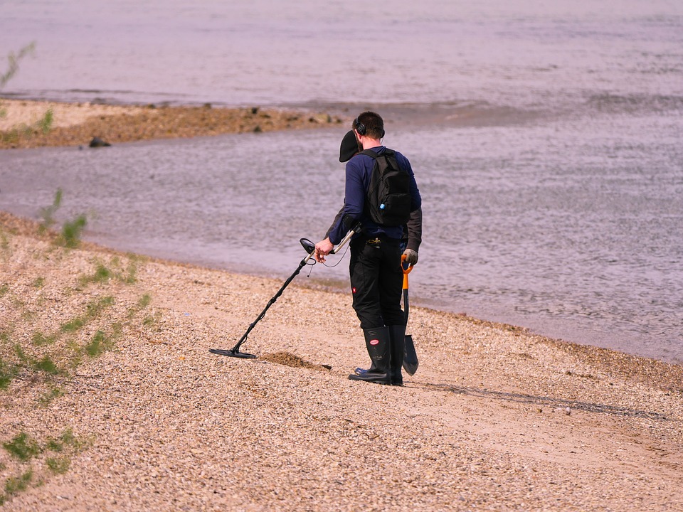 treasure hunting at beach